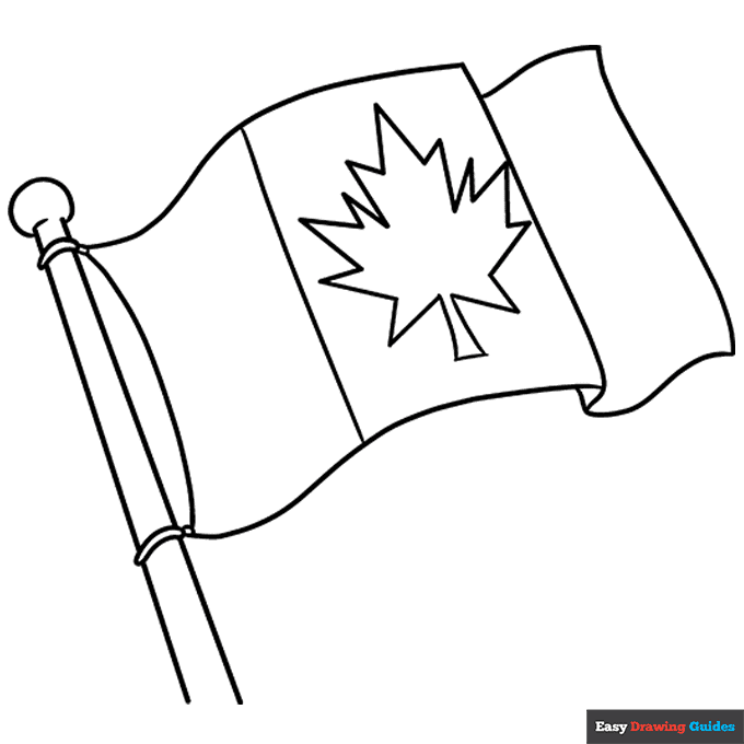 Canadian flag coloring page easy drawing guides