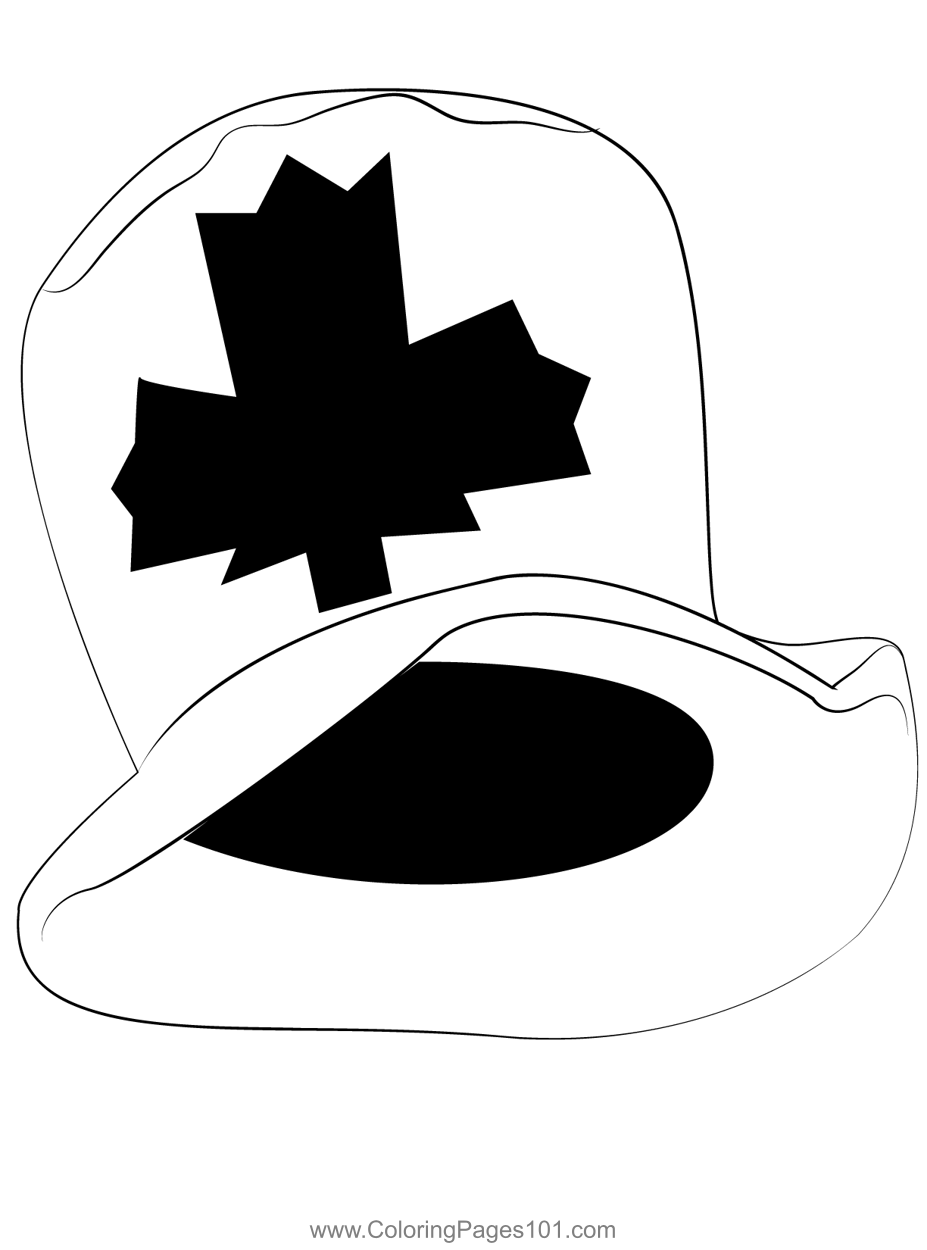 Canada day hat coloring page for kids