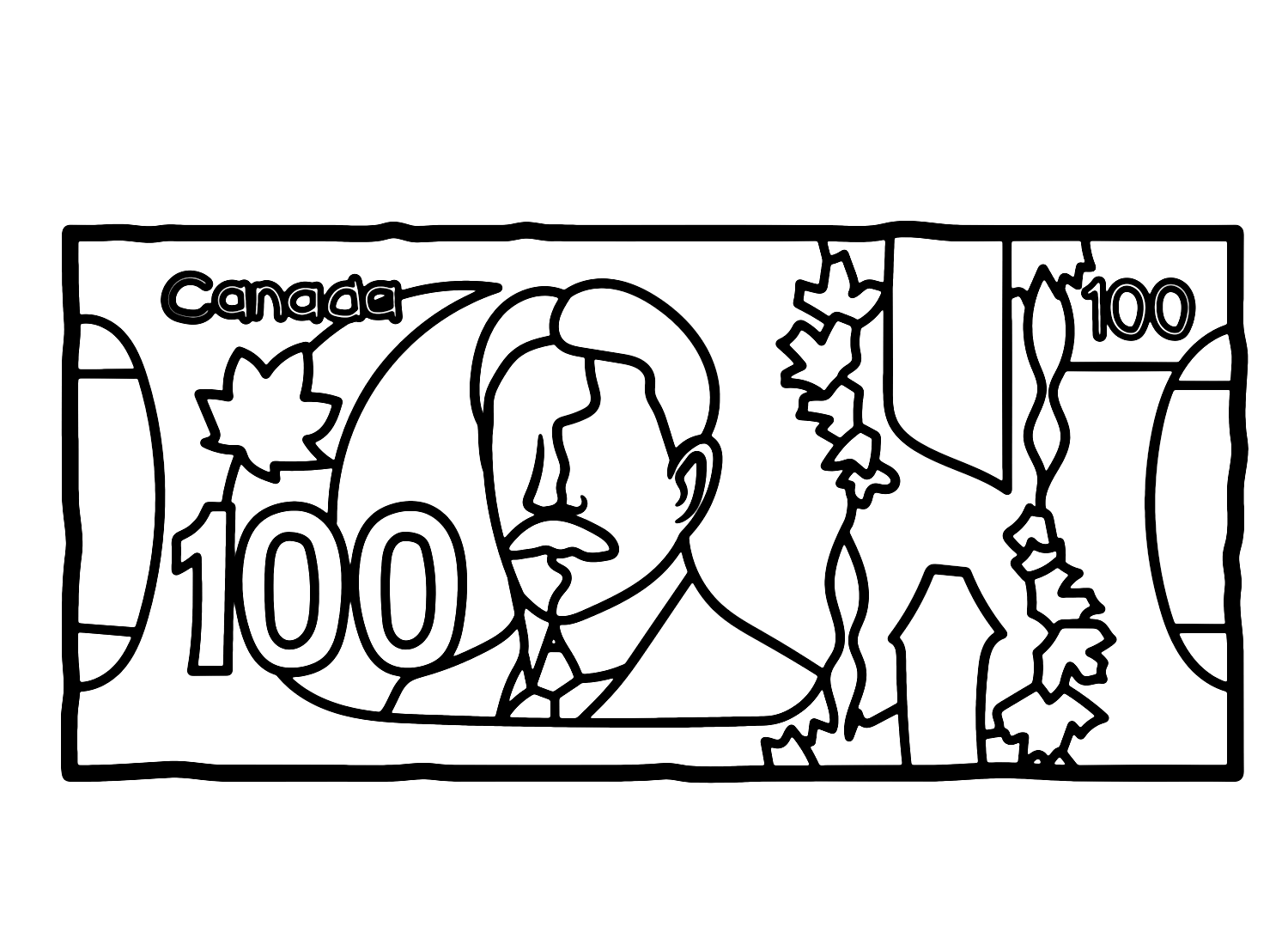 Canadian money coloring page