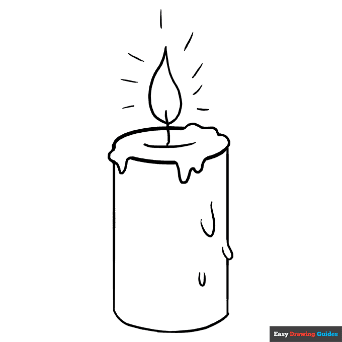 Candle coloring page easy drawing guides