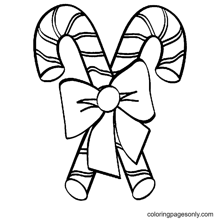 Free printable candy canes coloring page