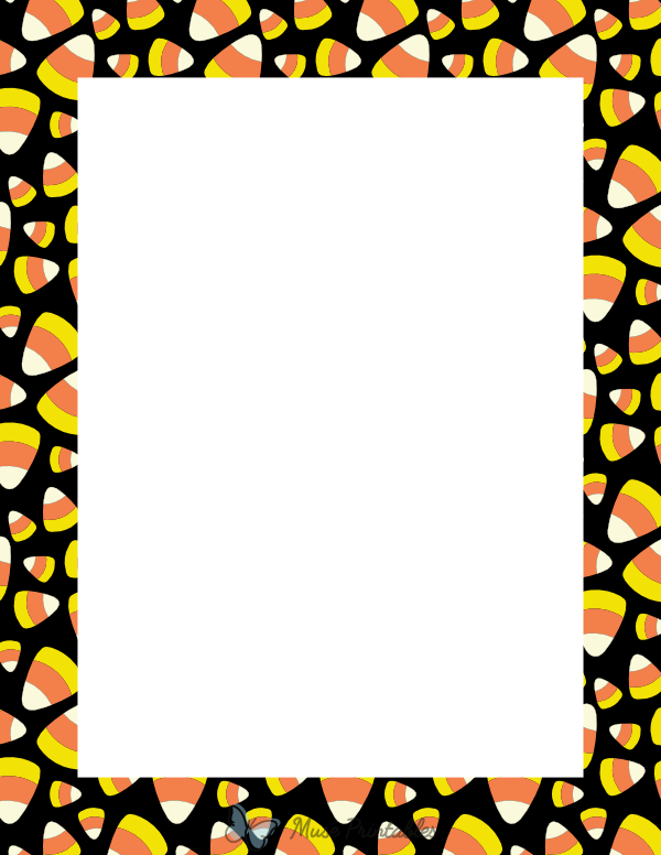 Printable candy corn on black page border