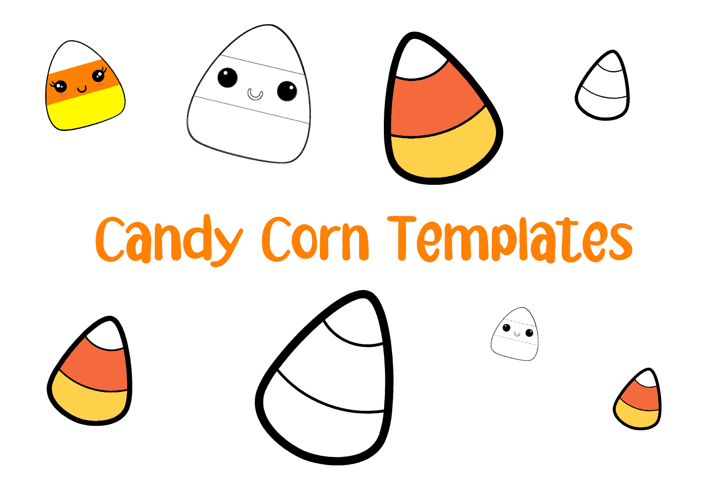 Cute candy corn templates black and white color