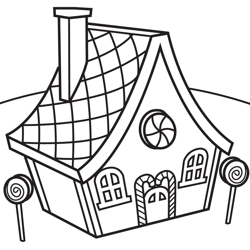 Printable candy house coloring page