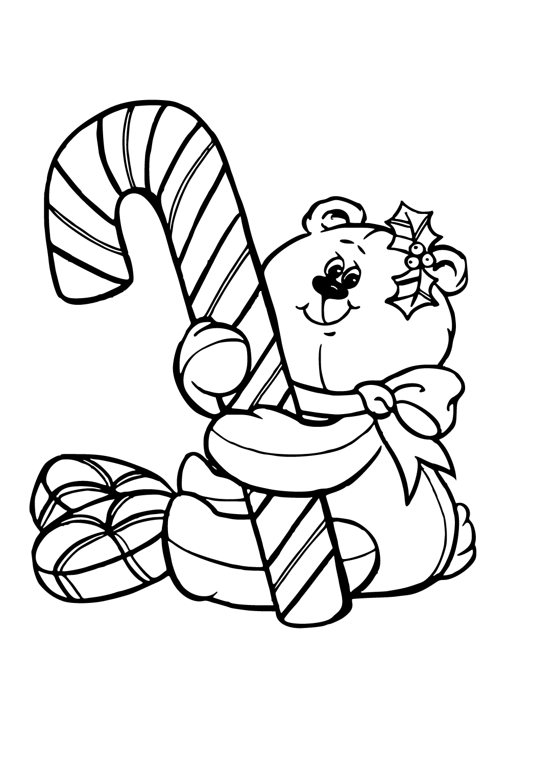 Free printable candy cane teddy coloring page sheet and picture for adults and kids girls and boys