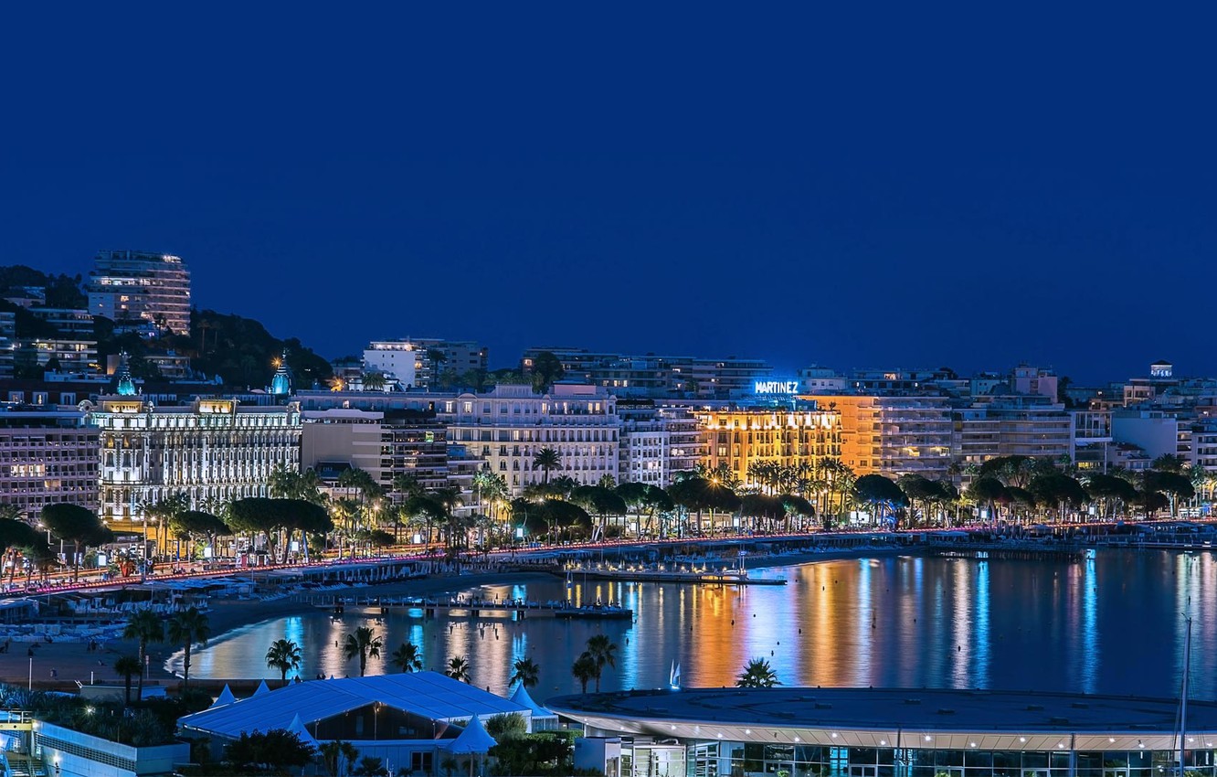 Wallpaper night lights france promenade cannes images for desktop section ððñðð