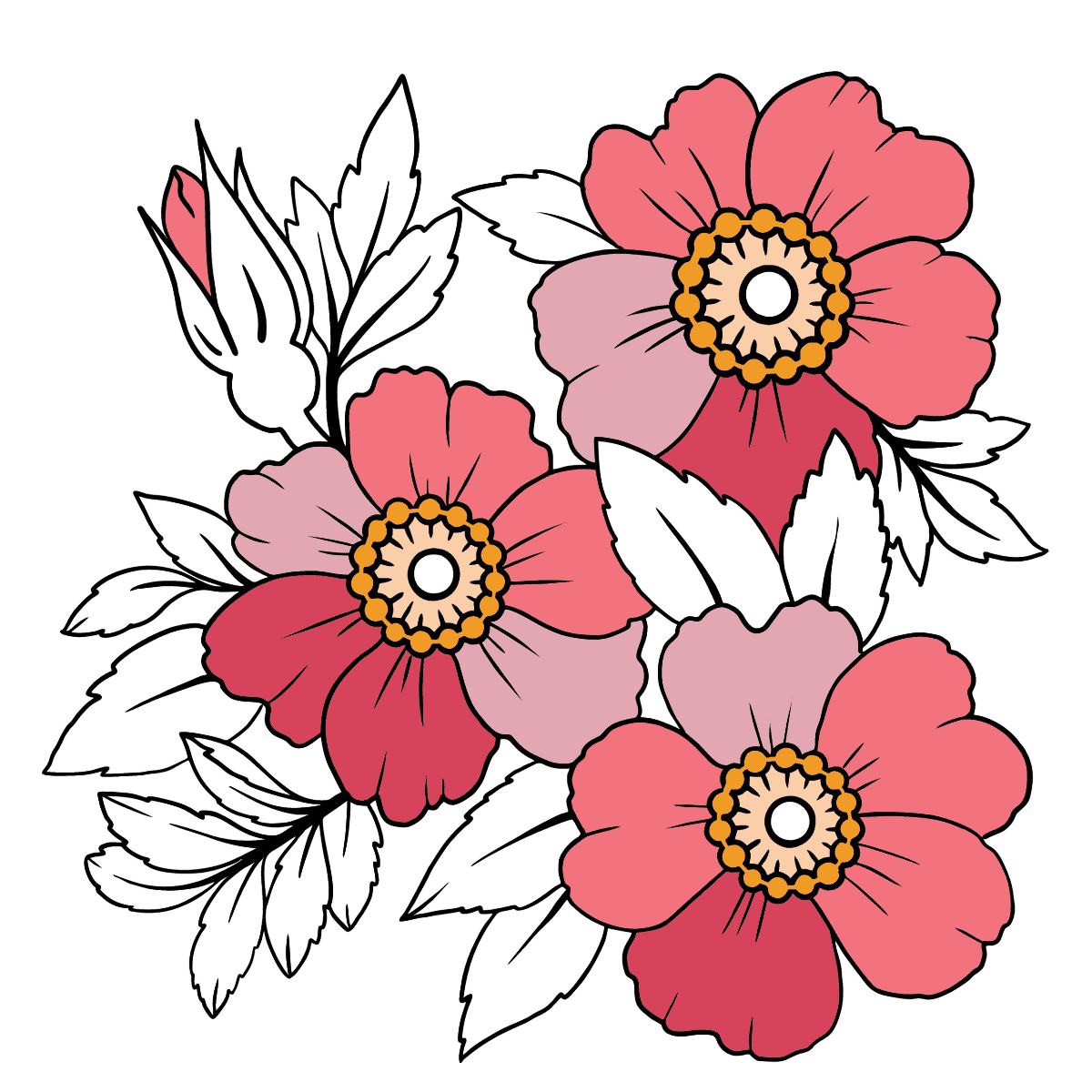 Desenho de anãªmona japonesa rosada para colorir imprimir online