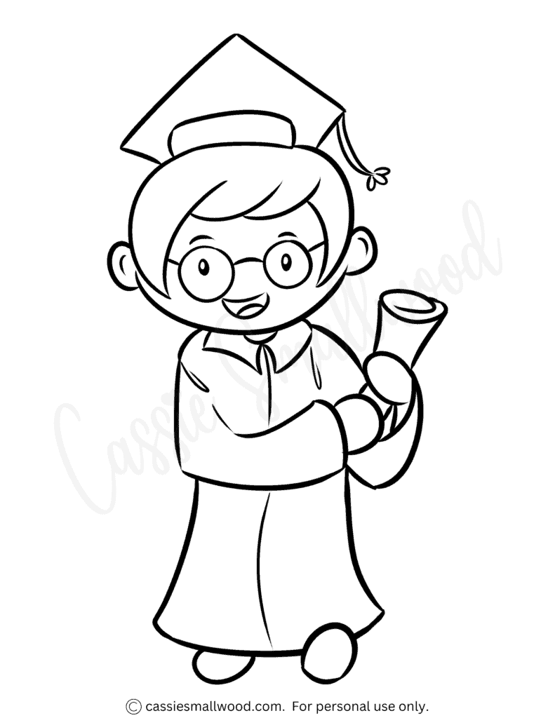 Cute graduation coloring pages