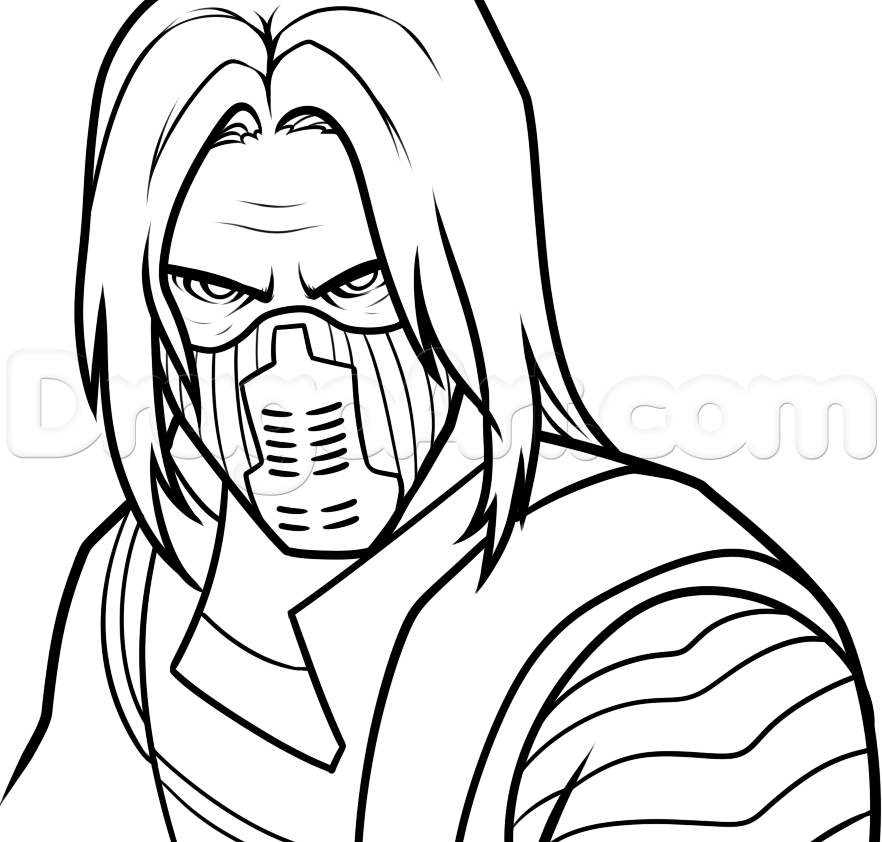 How to draw winter soldier sketch coloring page marvel paintings avengers drawings marvel art drawings