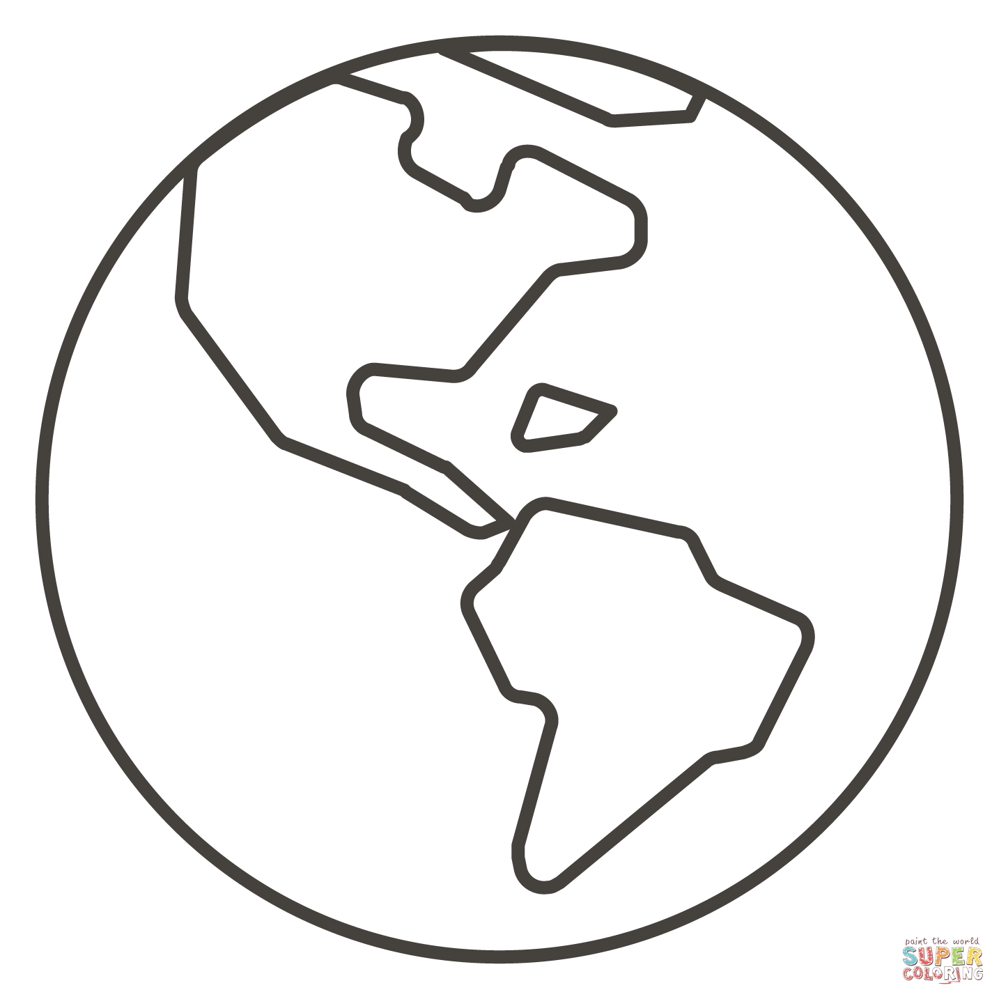 Globe showing americas coloring page free printable coloring pages