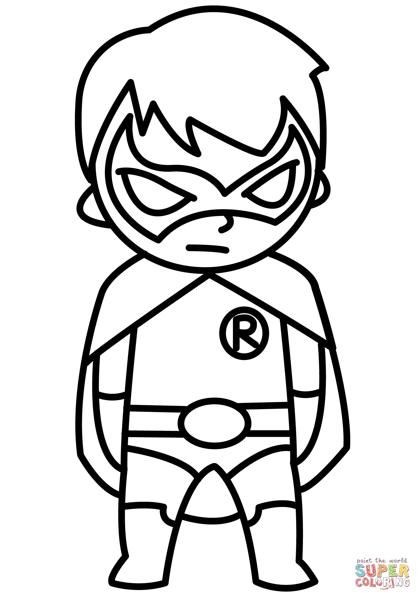 Chibi robin from batman series coloring page free printable coloring pages