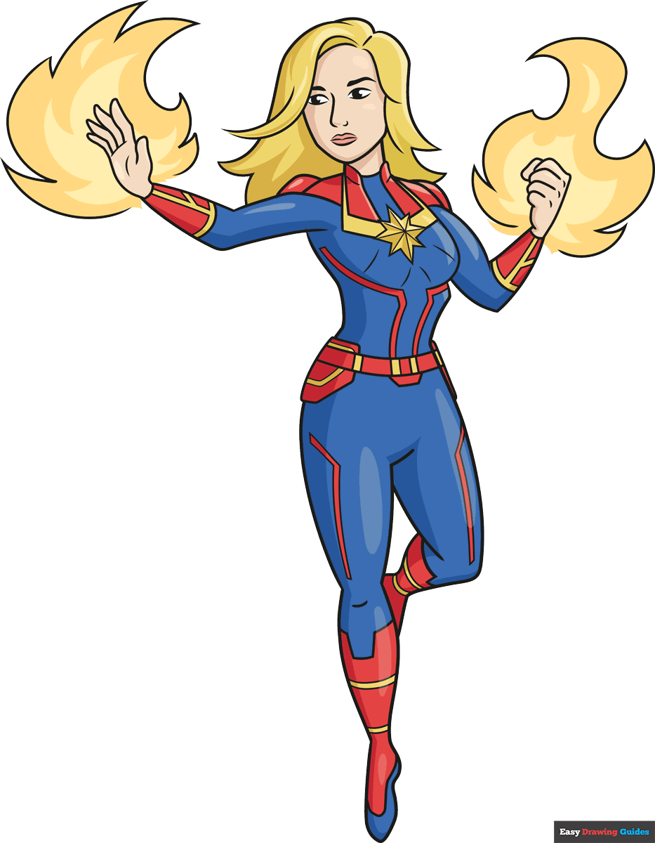 How to draw captain marvel