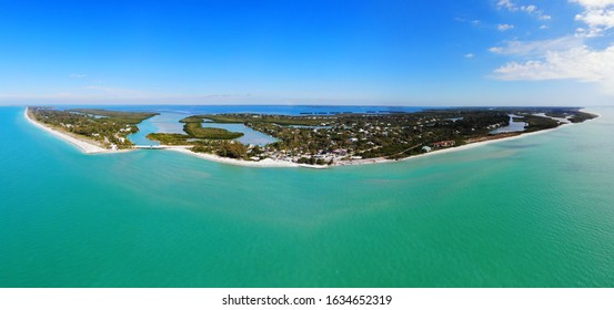 Aerial landscape view captiva island sanibel stock photo