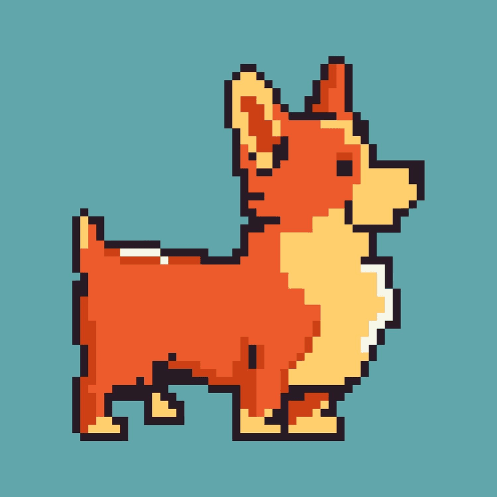 Cute pixelated corgi