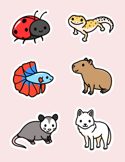 Cute animal sticker pack sticker for sale by littlemandyart cute animal drawings kawaii cute easy drawings cute stickers