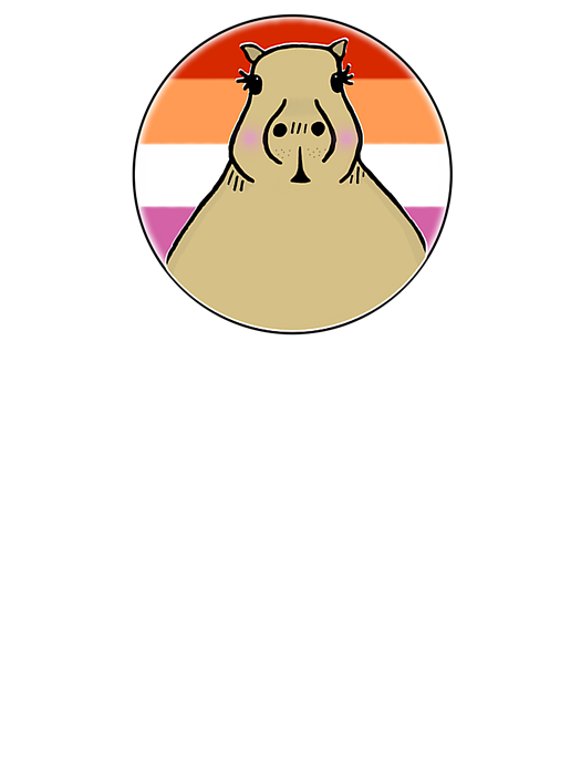 Cute capybara in lesbian pride lgbtqia circle and lesbian pride heart capybara pattern hup greeting card by nell roberts