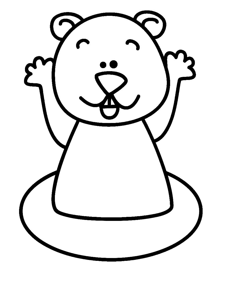 Cute groundhog in groundhog day coloring page