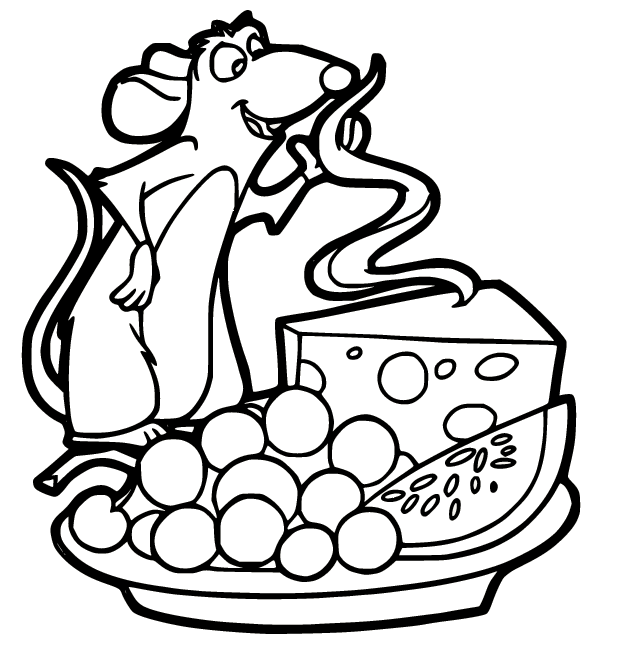Rat remy and cheese coloring page