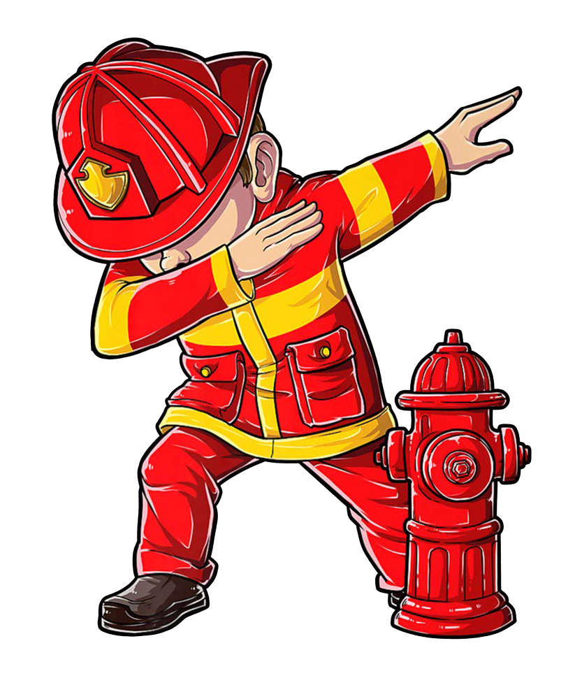 Dabbing firefighter art print by simone gatterwe