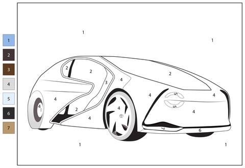 Toyota concept i color by number coloring page free printable coloring pages