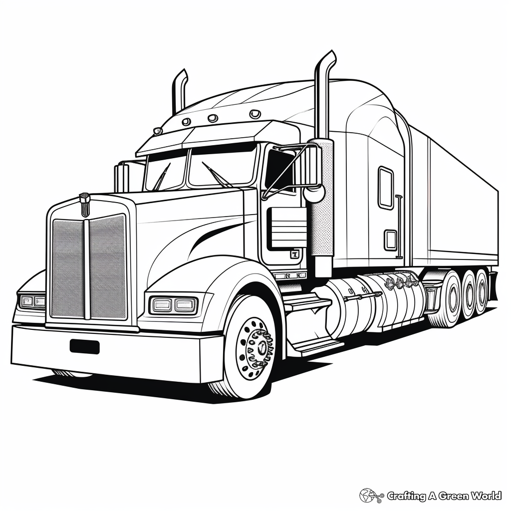 Semi truck trailer coloring pages