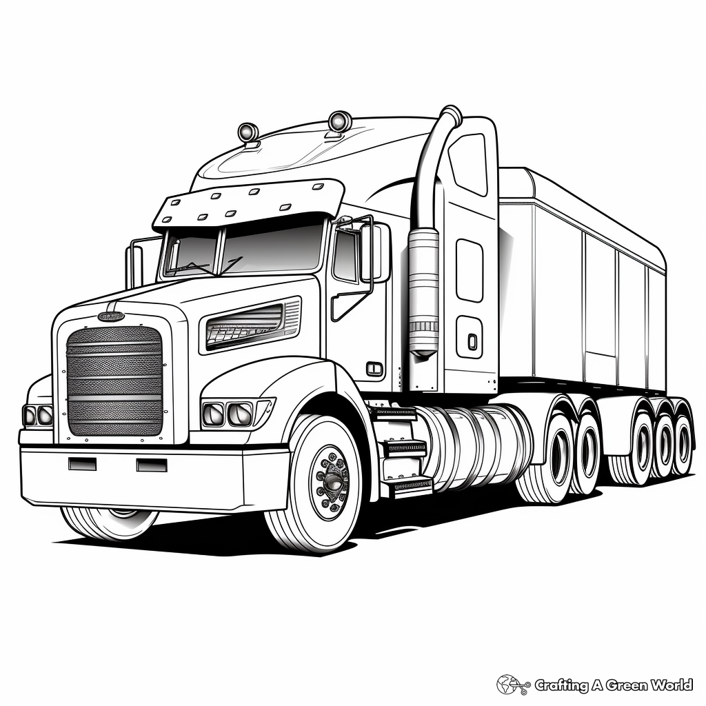 Semi truck trailer coloring pages