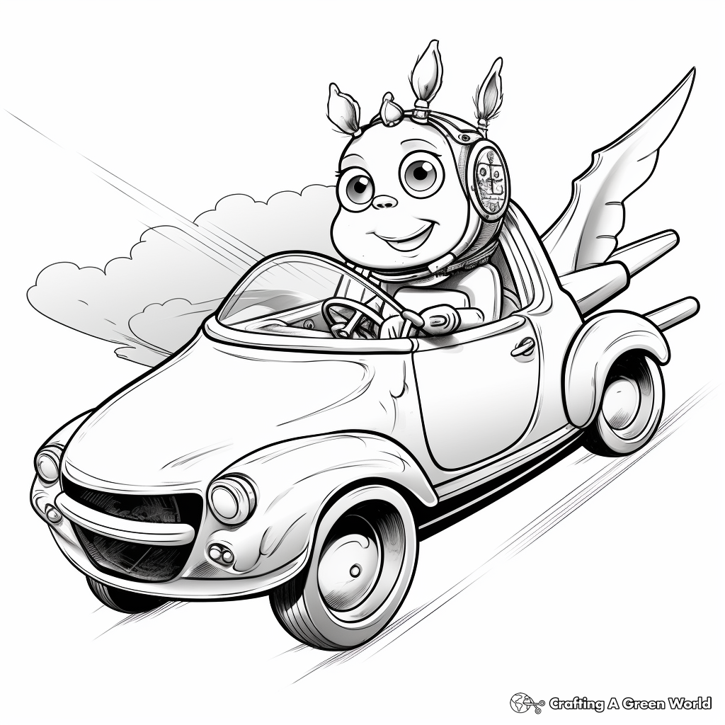 Unicorn car coloring pages