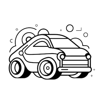 Premium vector sketch hand drawn single line art coloring page car