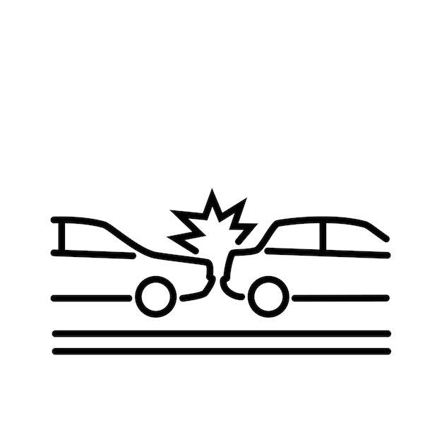 Premium vector collision of cars car crash damaged transport city drive disaster line art