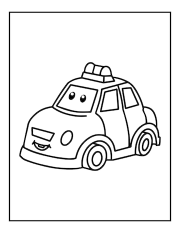 Premium vector cute black and white car coloring pages for kids
