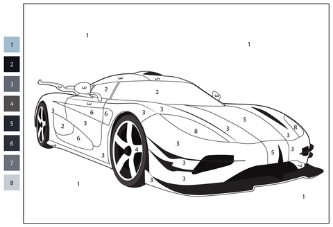 The koenigsegg one color by number coloring page free printable coloring pages