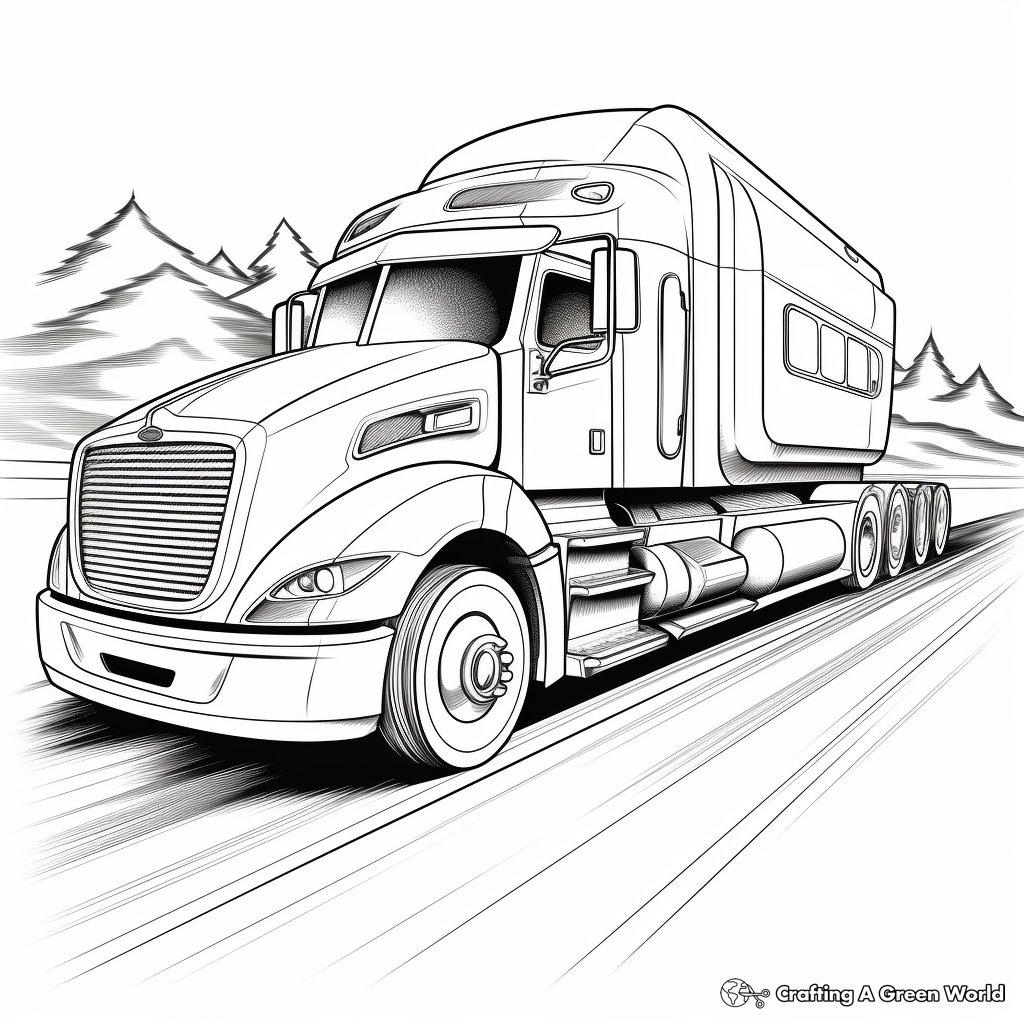 Semi truck trailer coloring pages