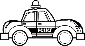 Premium vector outlined cartoon police car vector hand drawn illustration isolated on transparent background