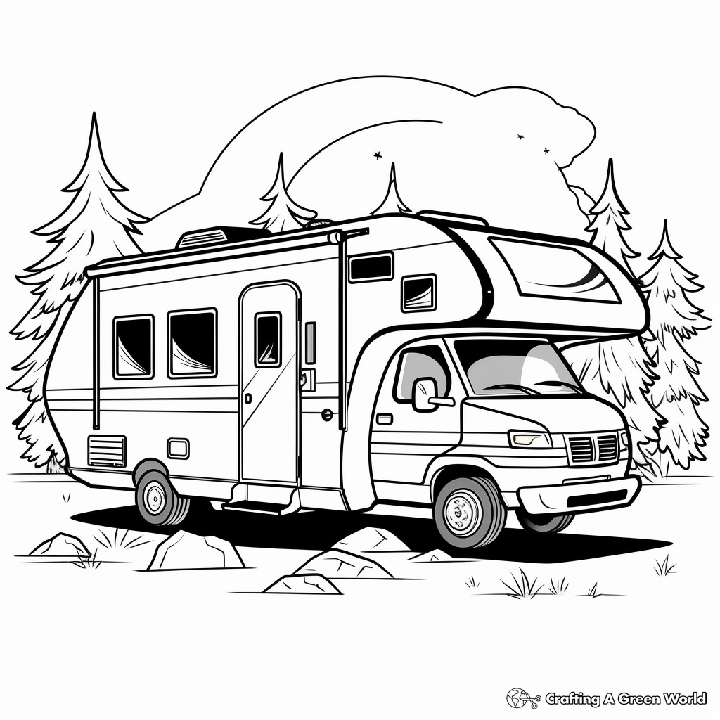 Camper rv coloring pages