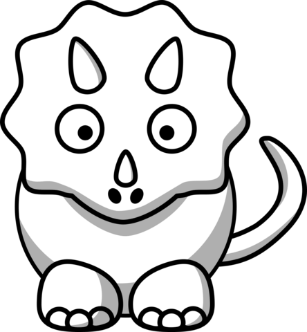 Dibujo de triceratops de dibujos animados blanco para colorear dibujos para colorear imprimir gratis