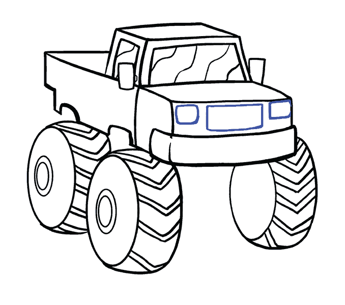 How to draw a monster truck in a few easy steps easy drawing guides