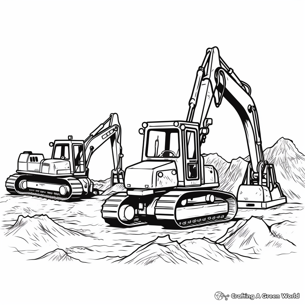 Excavator coloring pages