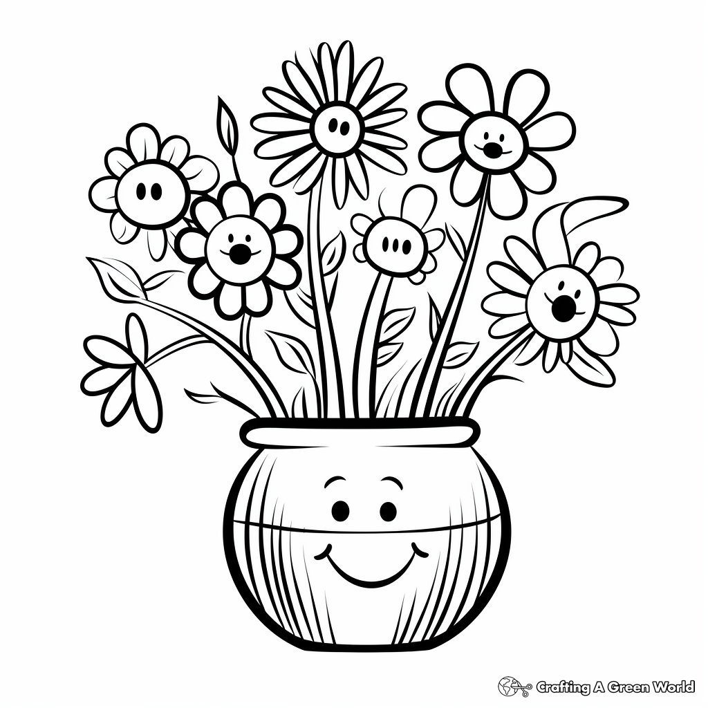 Vase of flowers coloring pages