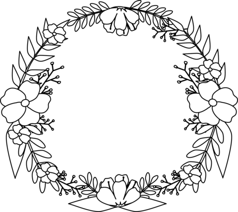 Flower wreath coloring page free printable coloring pages