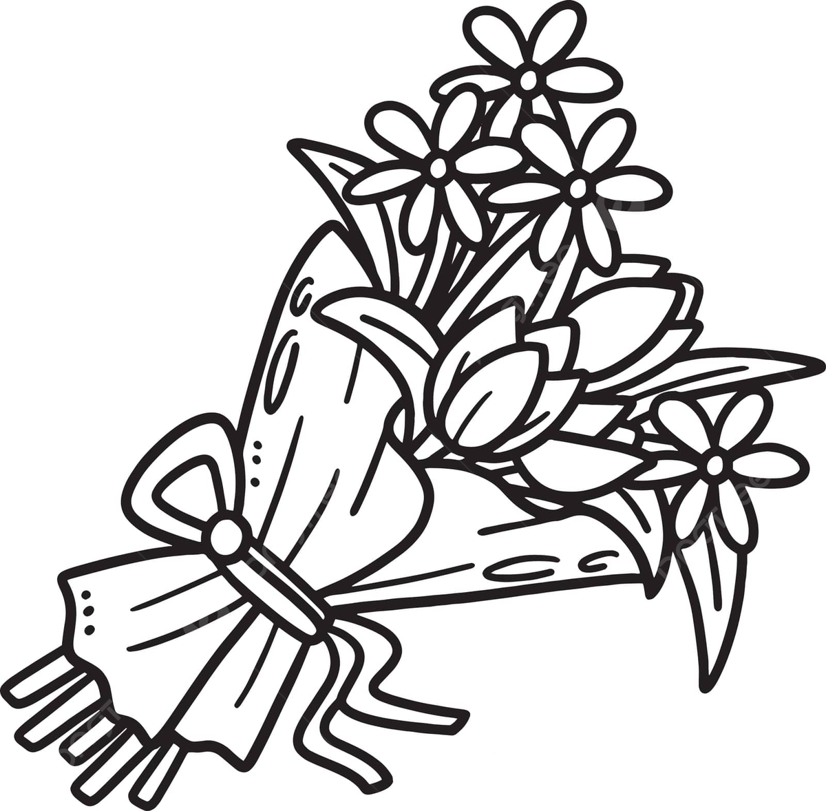 Bouquet flowers isolated coloring page for kids design colour plant vector flower drawing flowers drawing plant drawing png and vector with transparent background for free download