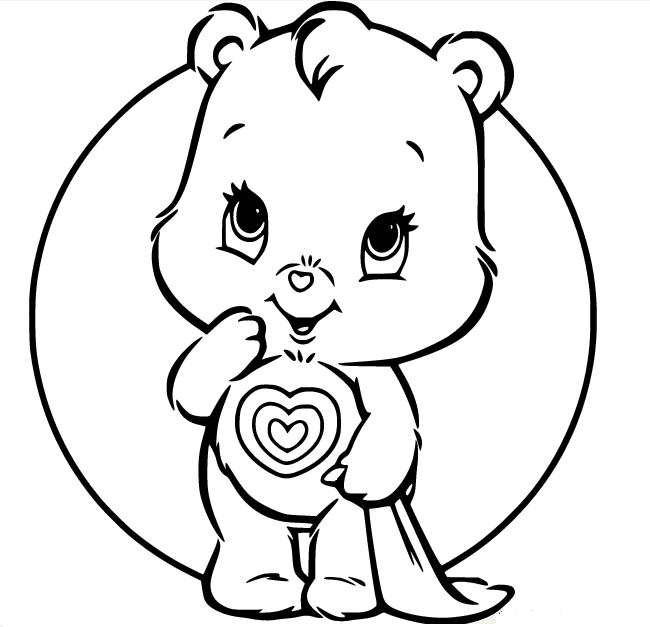 Take care bear smiling coloring page