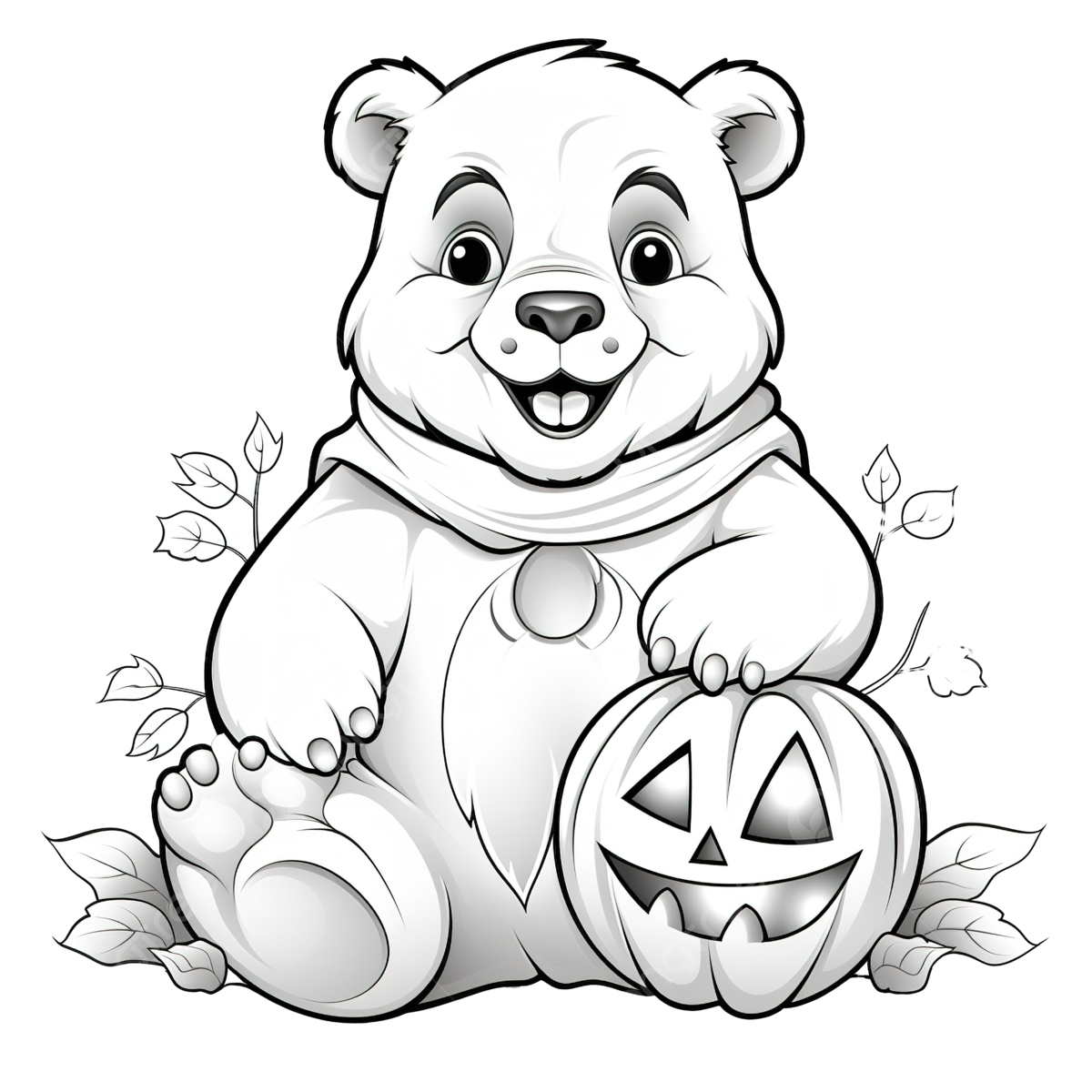 Coloring book with a cute polar bear in the halloween pumpkin pumpkin drawing bear drawing book drawing png transparent image and clipart for free download