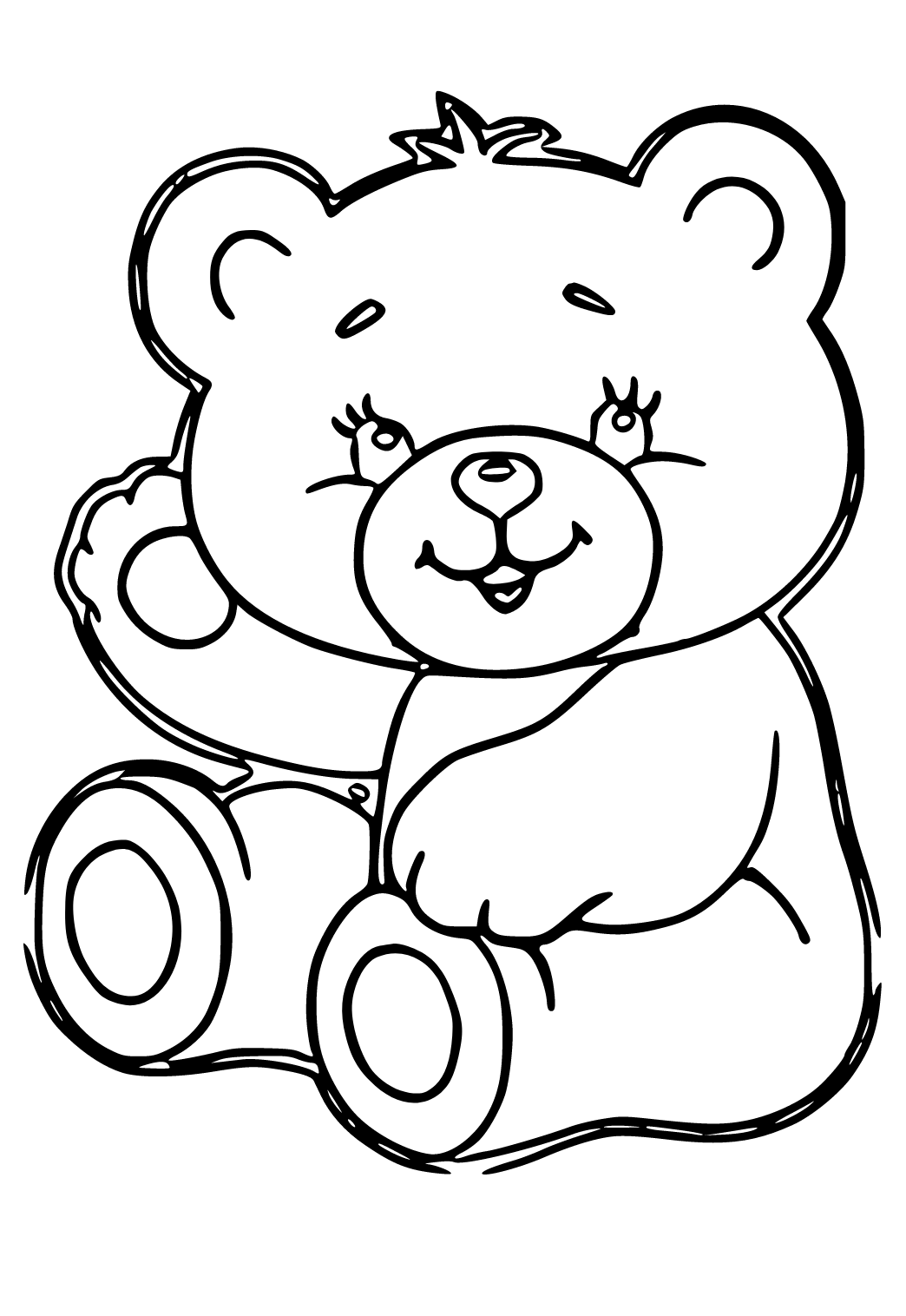 Free printable bear hello coloring page sheet and picture for adults and kids girls and boys