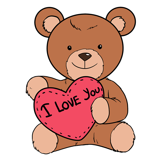 How to draw a teddy bear with a heart