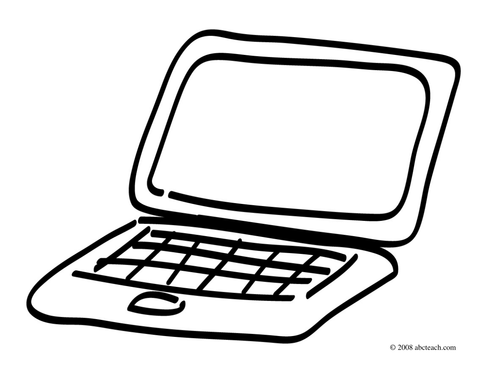 Clip art laptop puter coloring page teaching resources