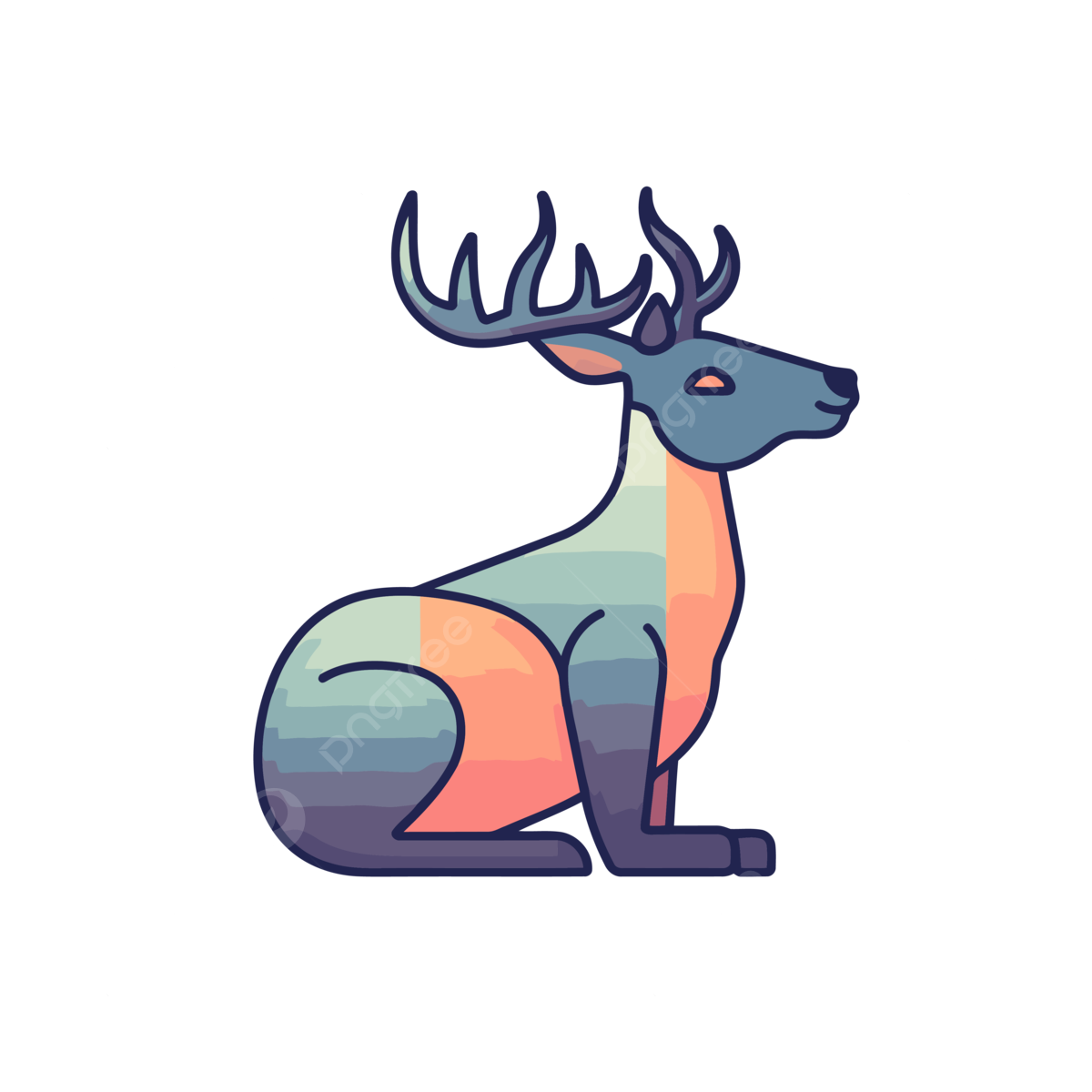 Colorful deer sitting on a white background vector a lineal icon depicting realistic deer on white background vector illustration by flaticon and dribbble behance hd png and vector with transparent background for