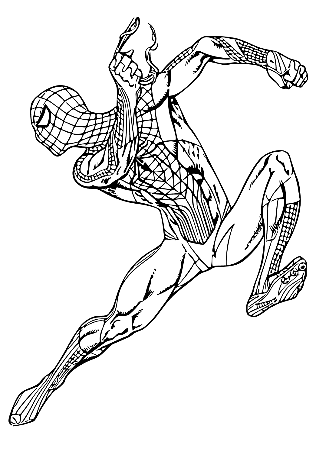 Free printable spiderman running coloring page sheet and picture for adults and kids girls and boys