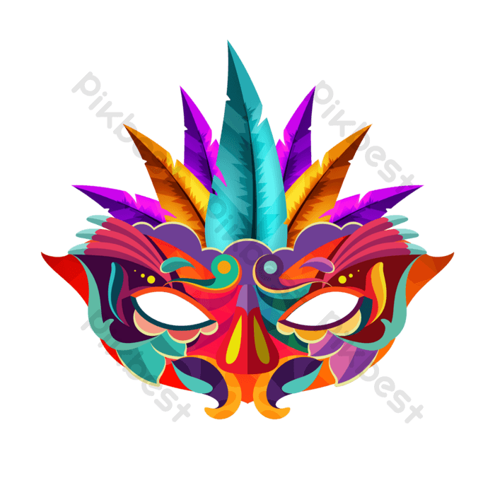 Colorful feather texture carnival mask png images psd free download