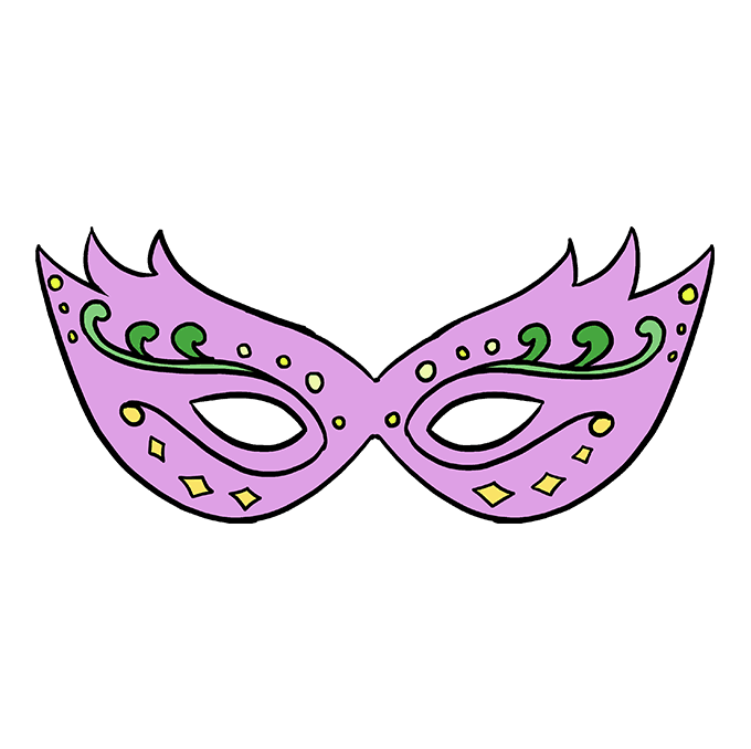 How to draw a mardi gras mask