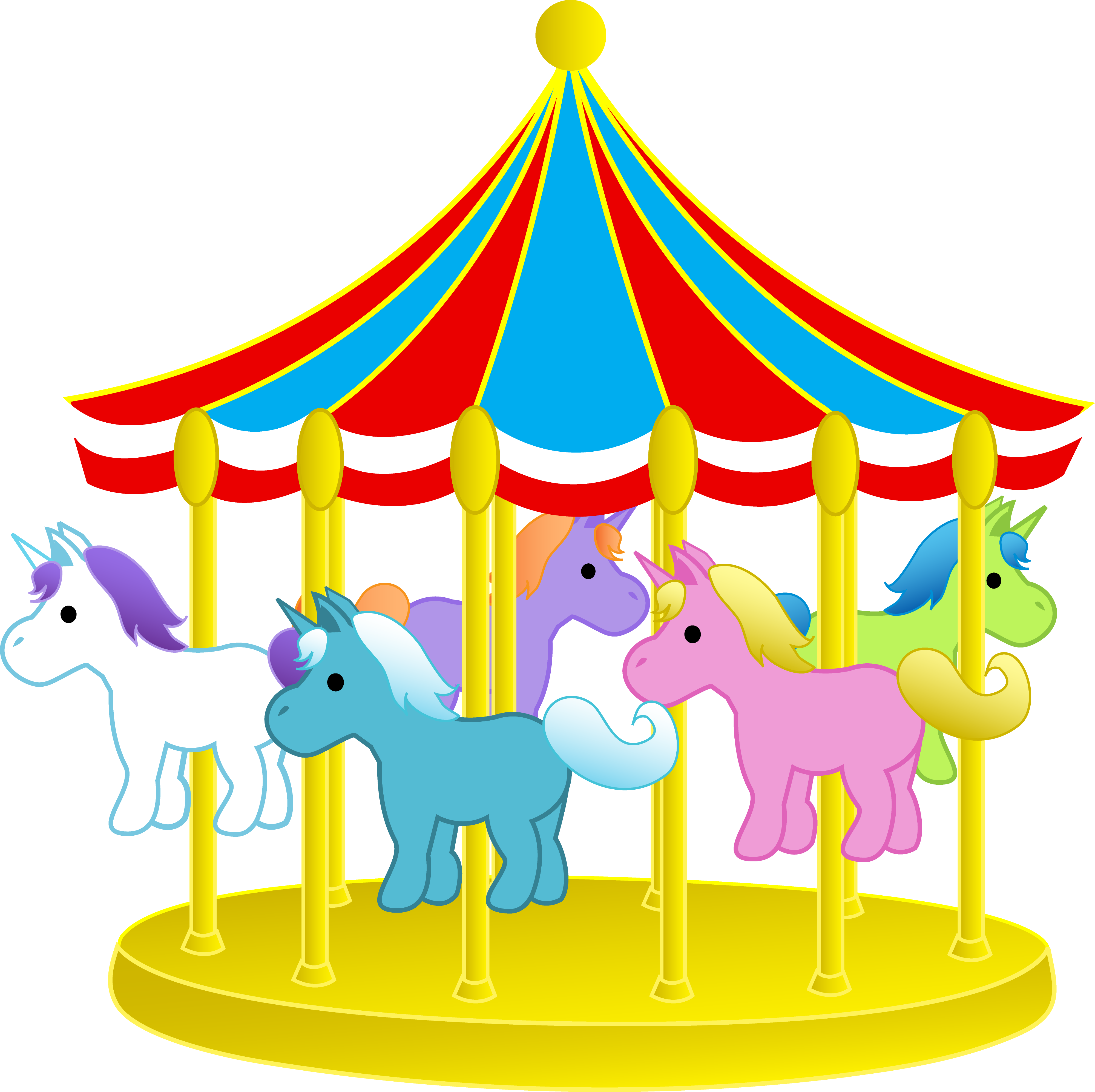 Colorful carousel with cute ponies free clip art clip art horse clip art